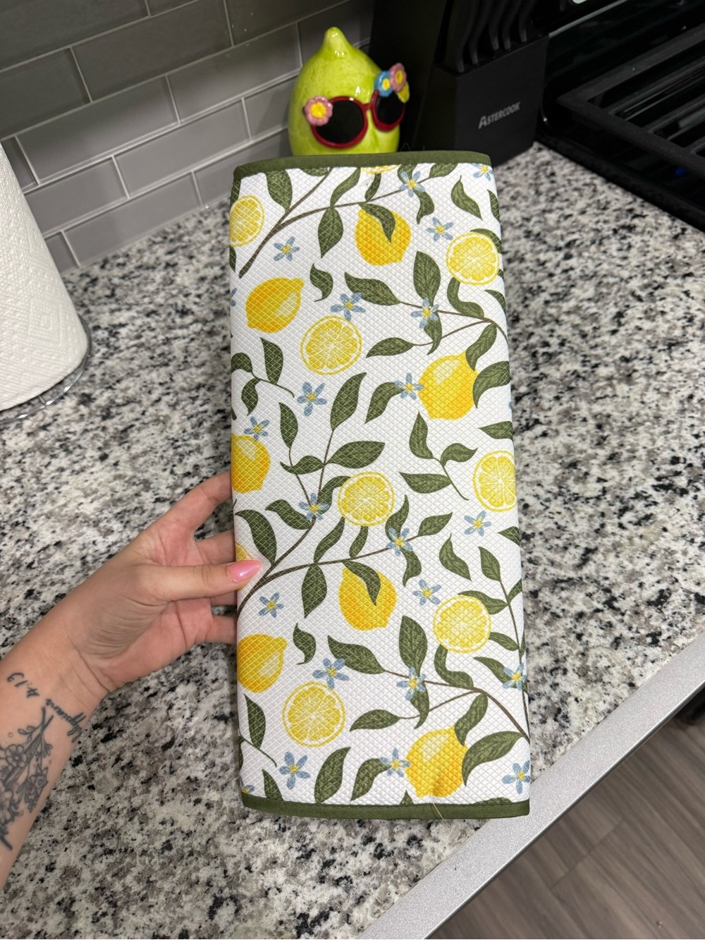 Lemon Print Kitchen Dish Drying Mat
